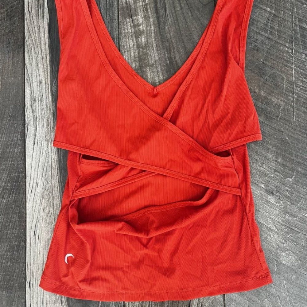 Orange Ribbed V Tank - Picture 2 of 2